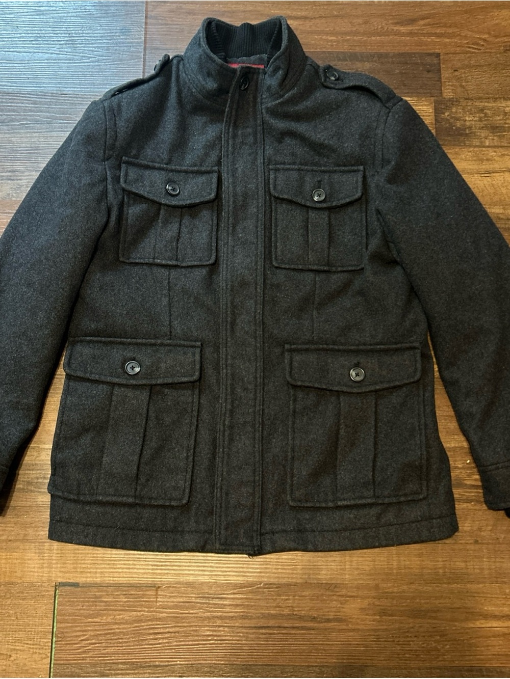 Merona Men's Wool Blend Field Jacket - Charcoal Gray (Size M)